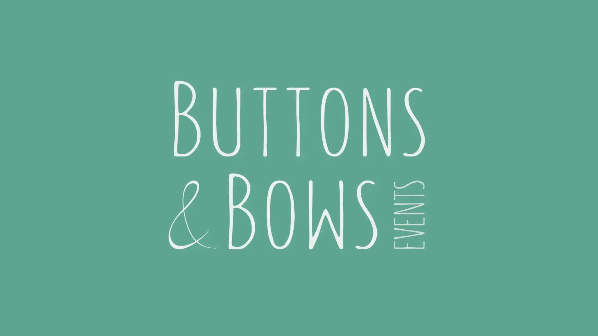 Buttons & Bows Events logo on turquoise background