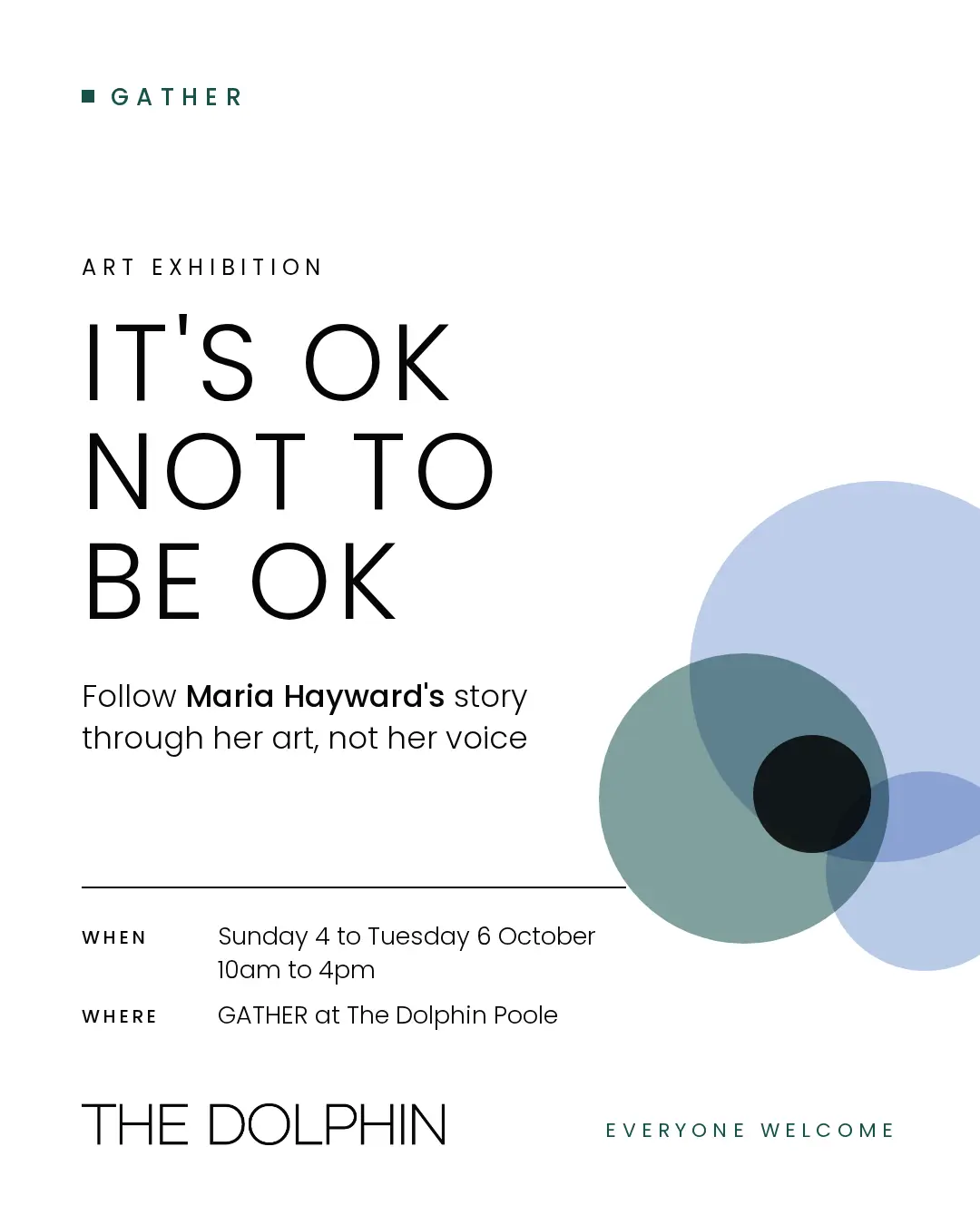 It’s Ok Not To Be Ok, Maria Hayward art exhibition at Gather, The Dolphin Poole, Sunday 4 to Tuesday 6 October, 10am to 4pm